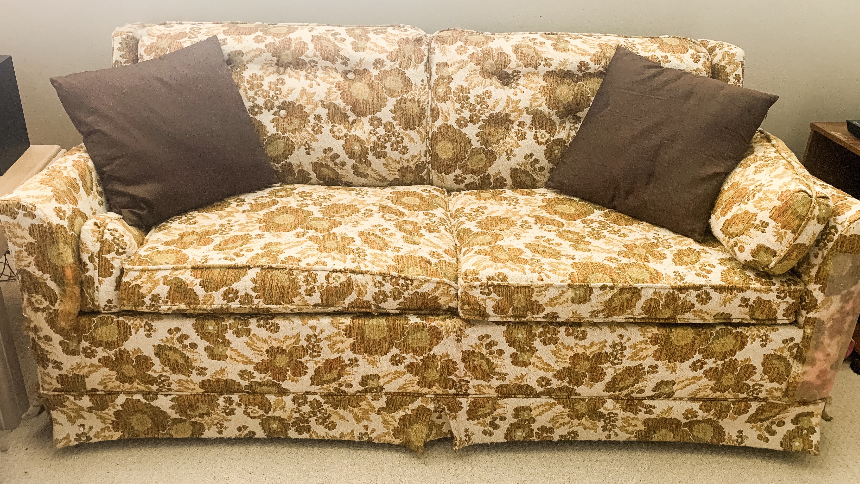 This post was inspired by this couch. It belonged to my grandparents and my Papa used to take a nap on it every afternoon. It is not pretty but it has a great story and that is enough for me. 